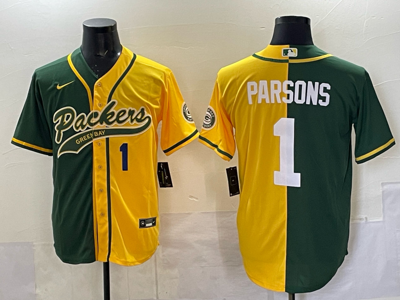 Men Green Bay Packers #1 Parsons yellow green Nike NFL 2025 jersey 06->green bay packers->NFL Jersey
